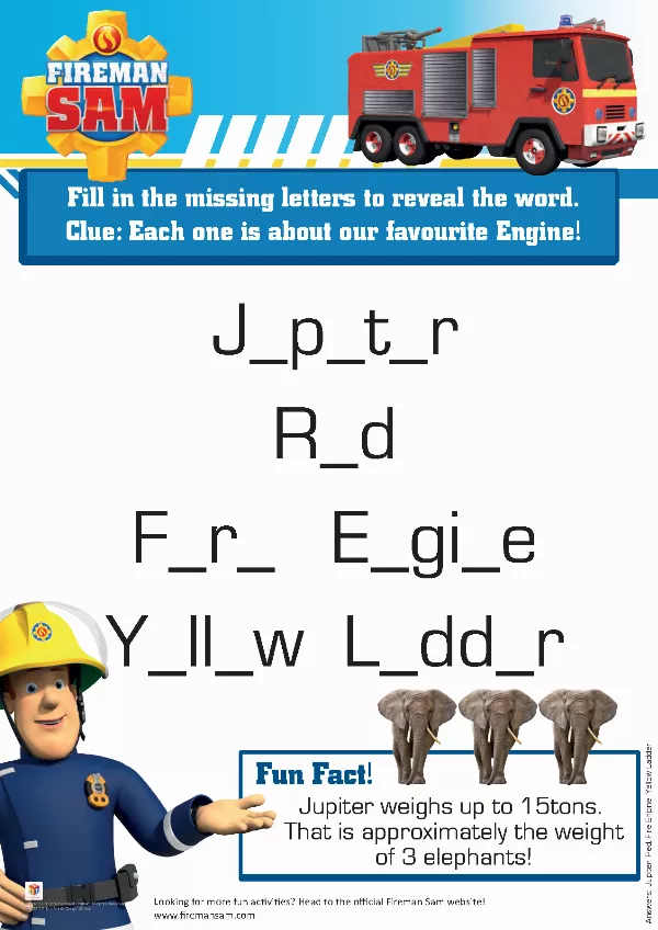 Fireman Sam Missing Letters